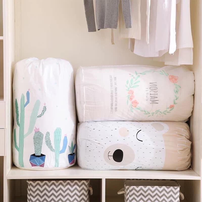 Túi Dây Rút Vải Dù Nhựa Chống Thấm Nước Đựng Chăn Màn Quần Áo Phong Cách Nhật Bản Tiện Dụng Cỡ Lớn 84 X 45CM