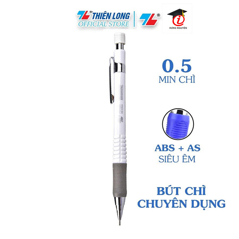 Bút chì bấm 0.5mm pc-024 thiên long - bút chì kim vỏ trắng