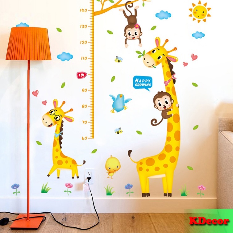 Decal dán tường Thước đo hươu vàng