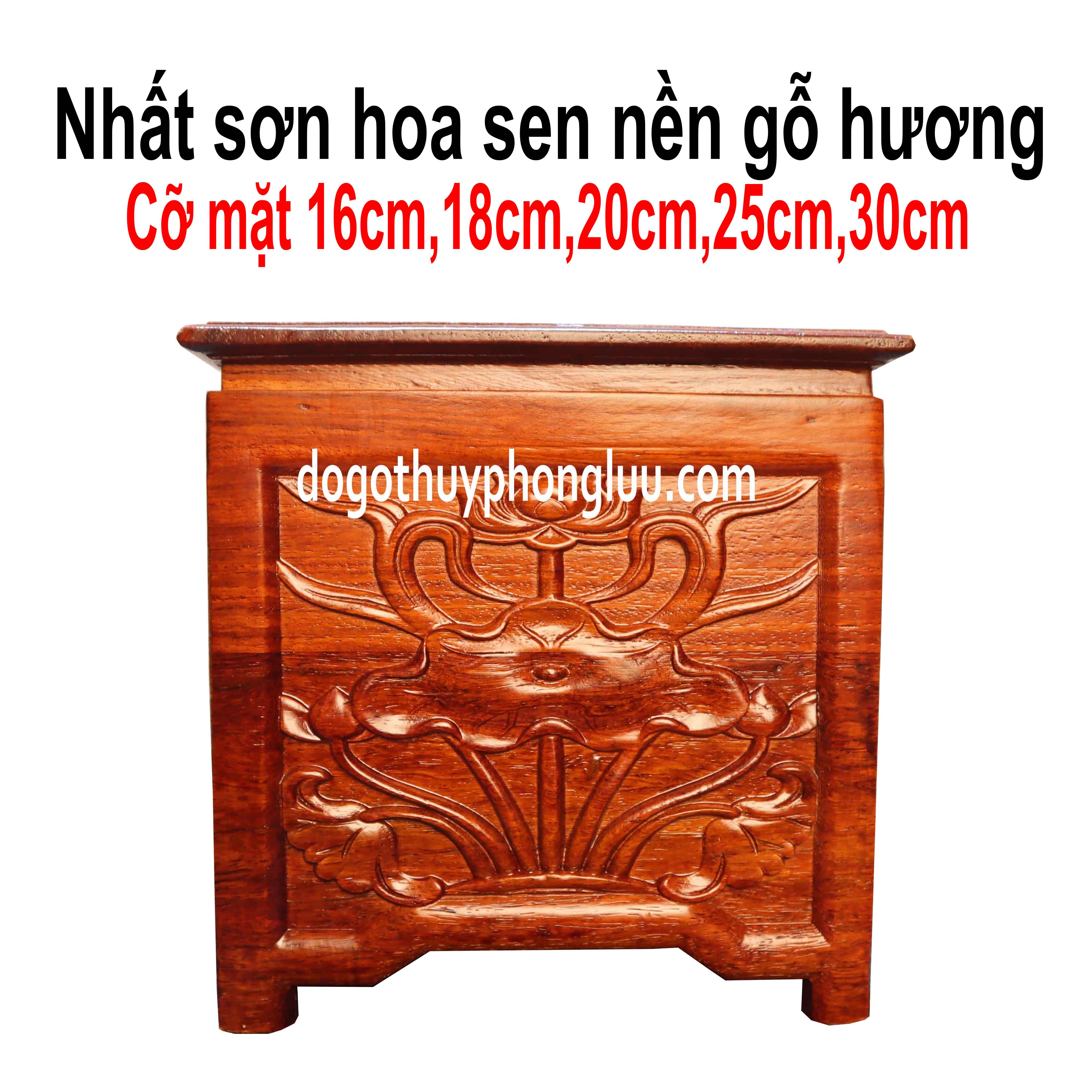 Đế hoa sen phong thủy lọng thủng gỗ hương