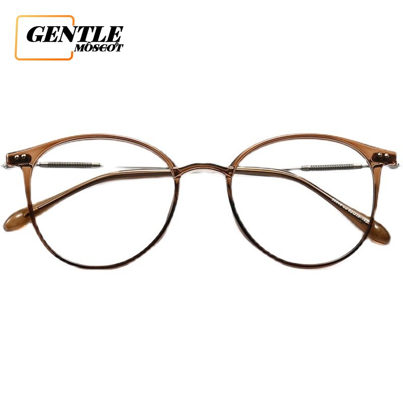 (GENTLE MOSCOT) Mắt Kính Gọng Kim Loại Tròn Màu Nâu Siêu Nhẹ Chất Lượng Cao Phong Cách Hàn Quốc