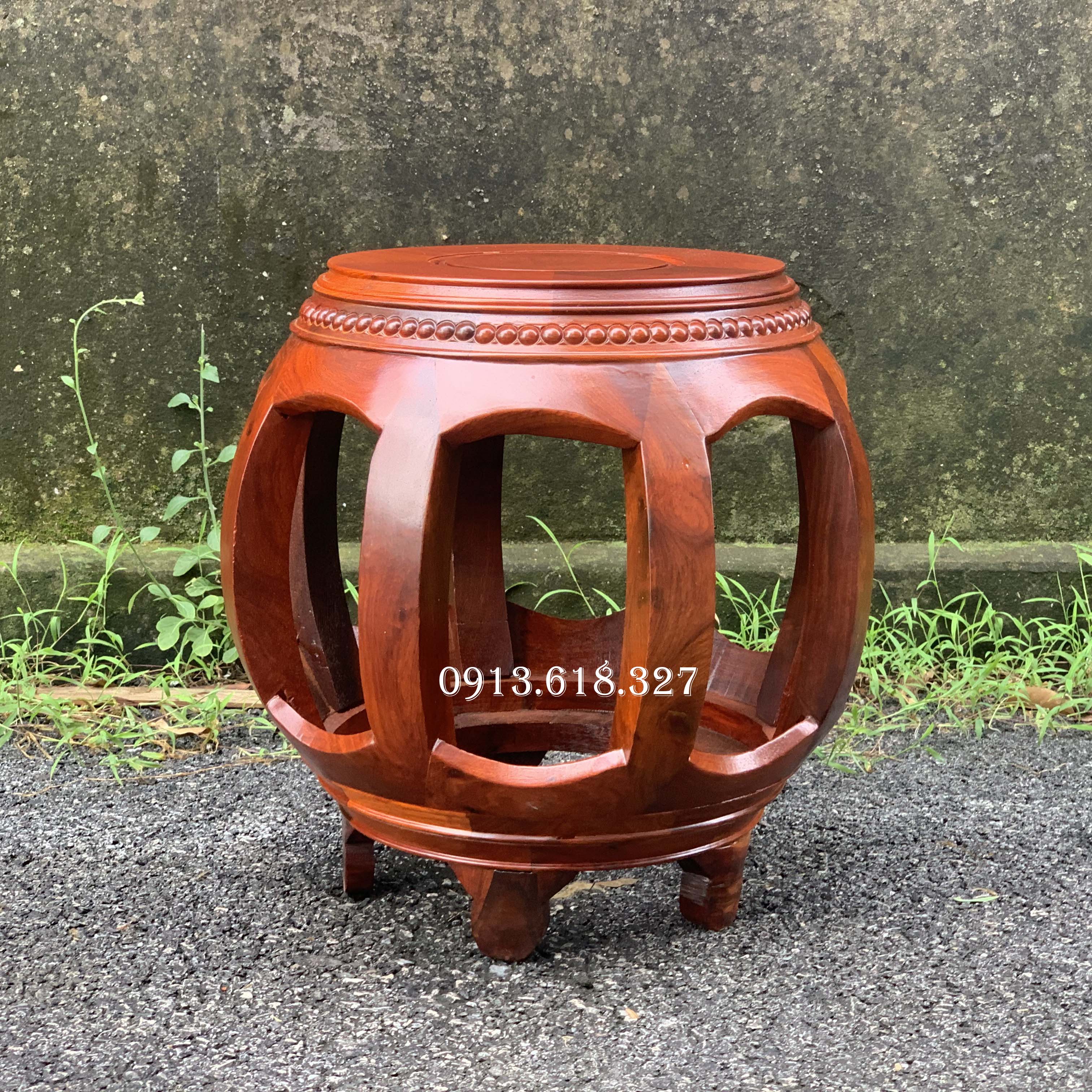 Đôn ngồi trống gỗ hương kiểu trống mặt 28 cao 35cm,42cm