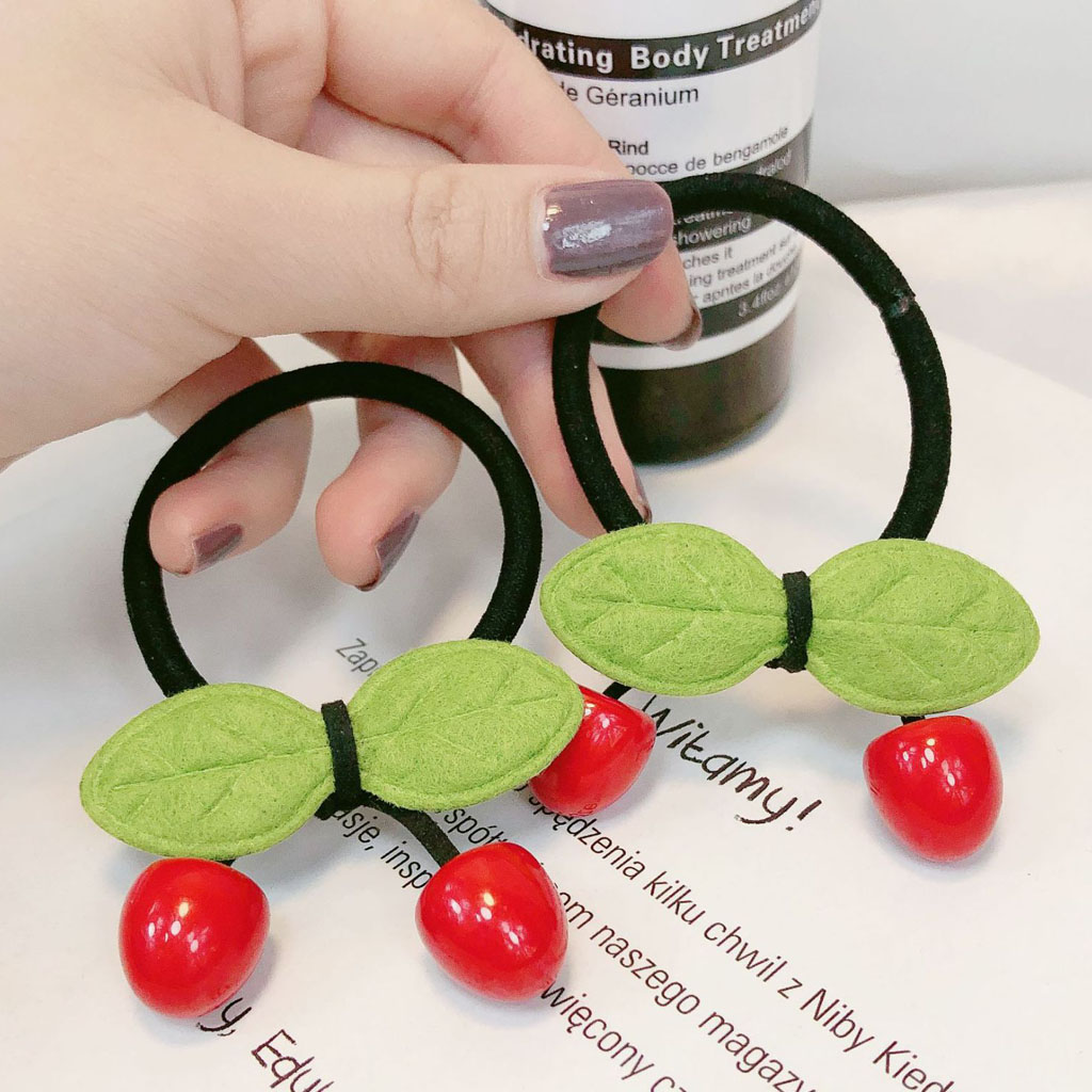 [Set 2] Cột tóc Cherry lá cây dễ thương CT96