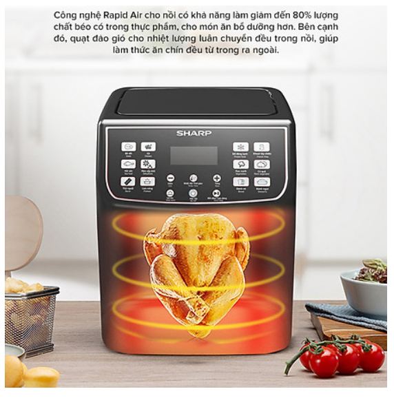 Nồi chiên không dầu Sharp KF-AF55EV-BK 5.5 Lít
