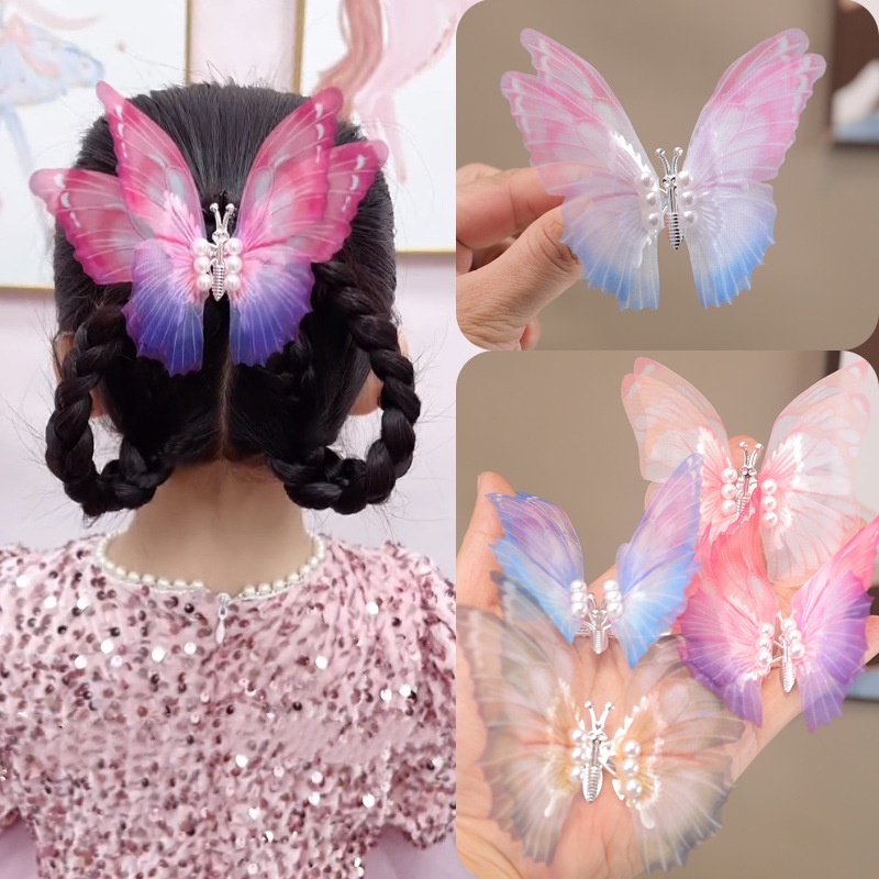 Kẹp Tóc Hình Cánh Bướm Màu Sắc Gradient Cho Bé Gái