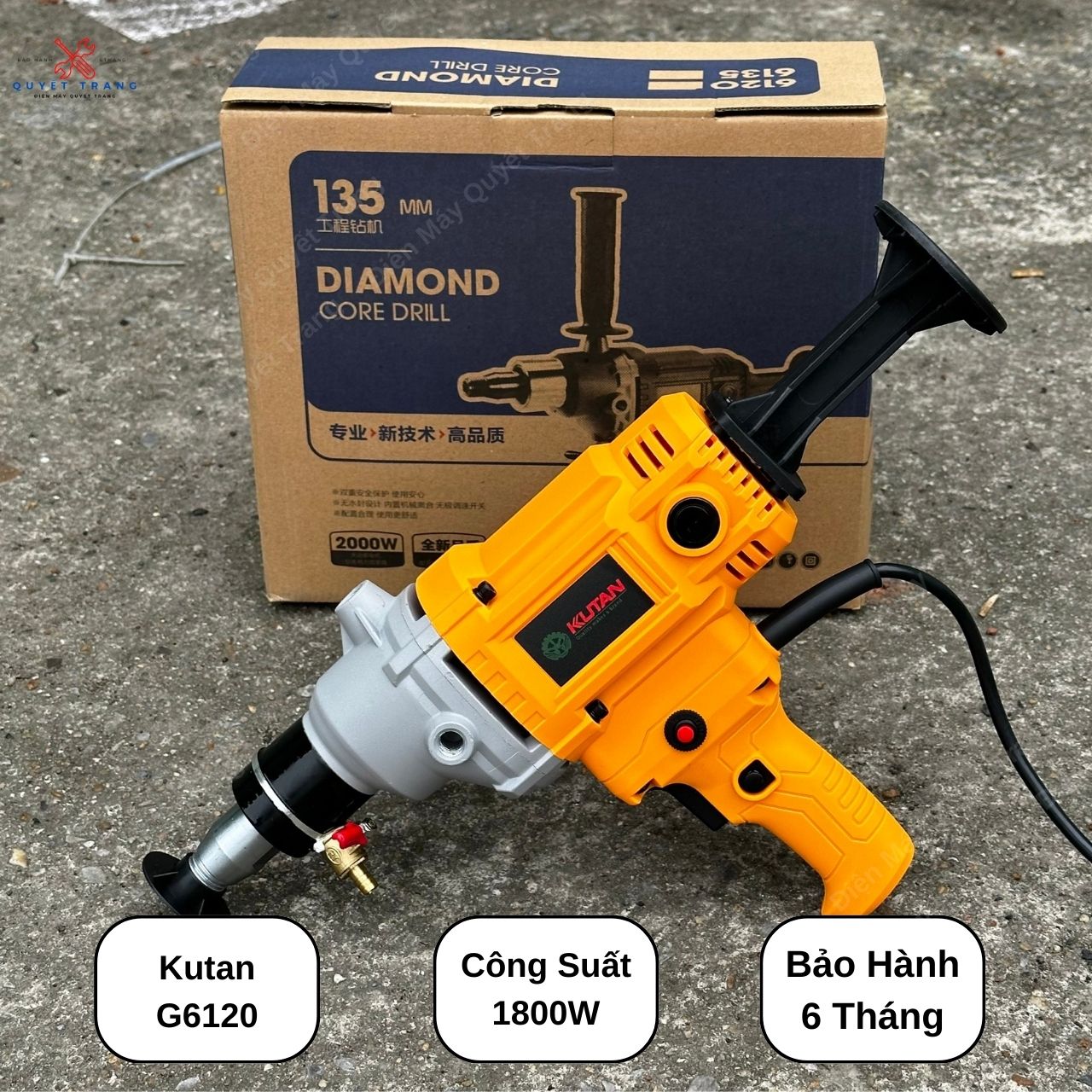 Máy khoan rút lõi nội địa trung kutan công suất 1800w rút mũi 120mm chuẩn ruột đồng