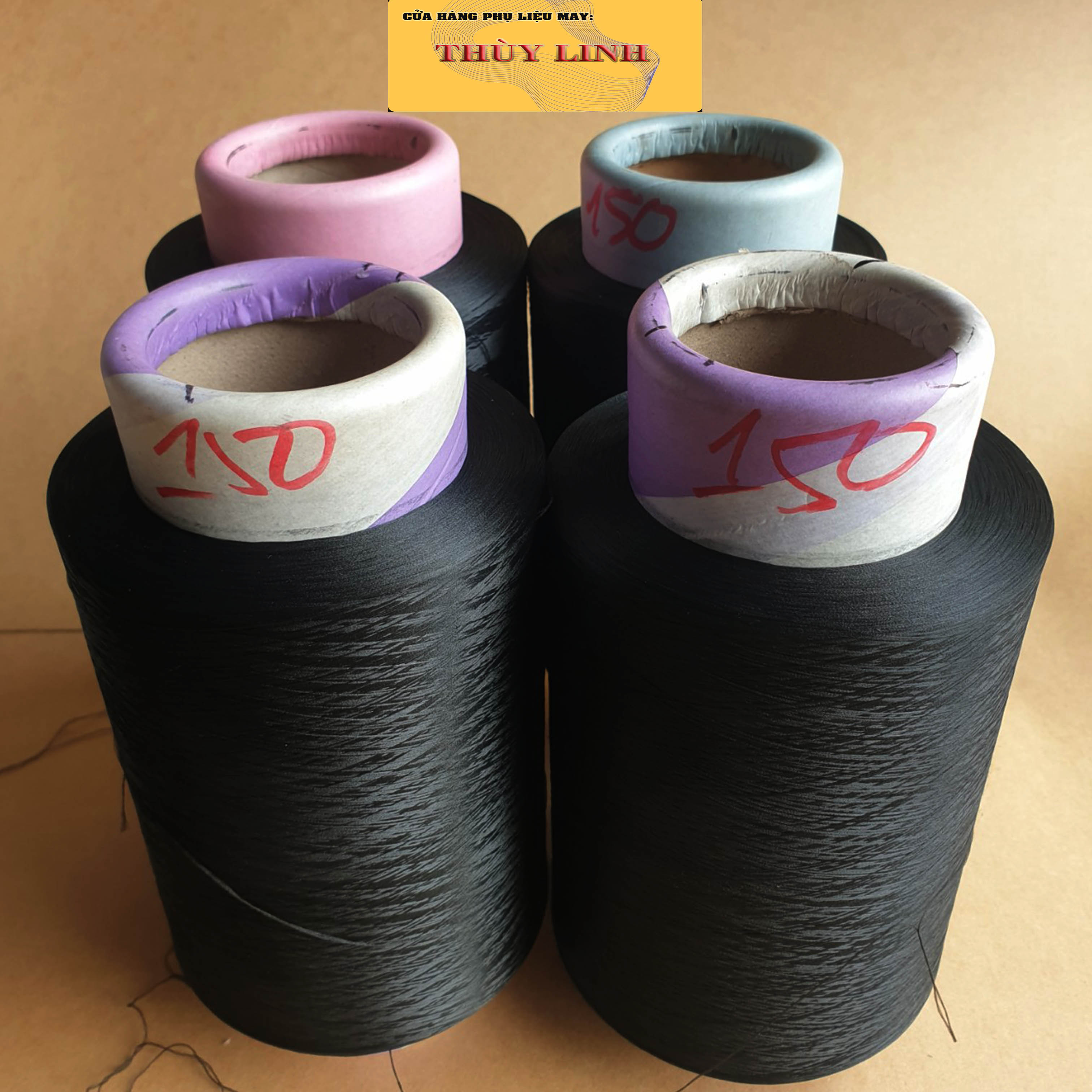 Tơ Đen vắt sổ 150 (SD150/48), 600 gram/ cuộn