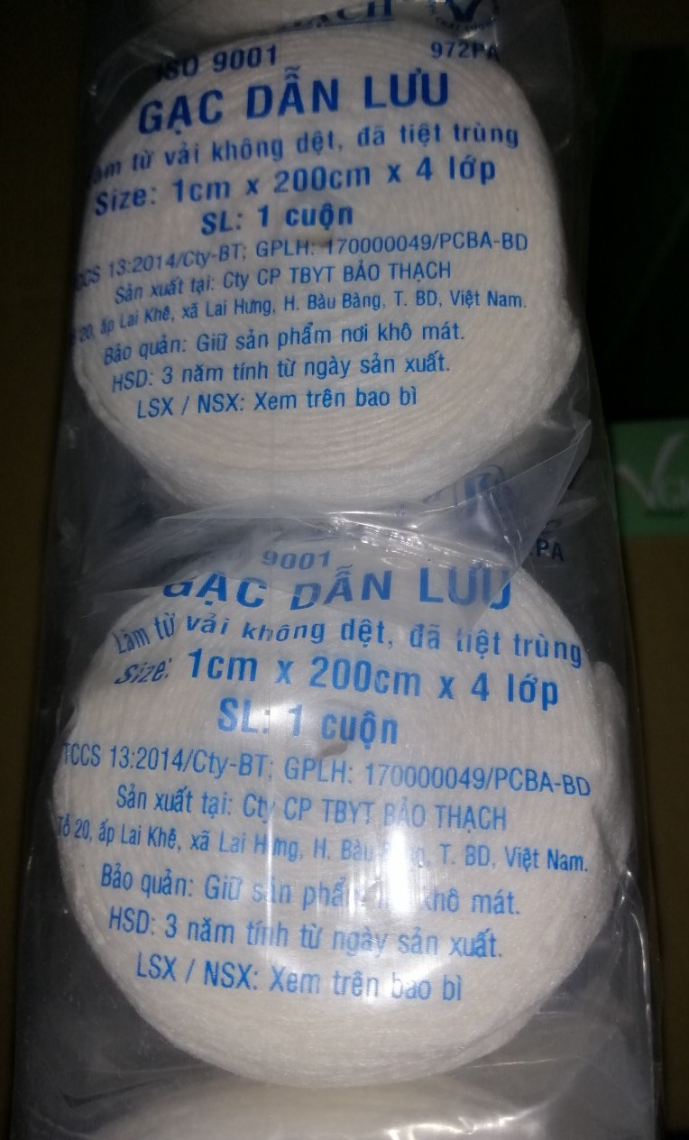 [HCM]Gạc dẫn lưu Bảo Thạch 1 x 200 x 4 (Gói 50 cuộn)