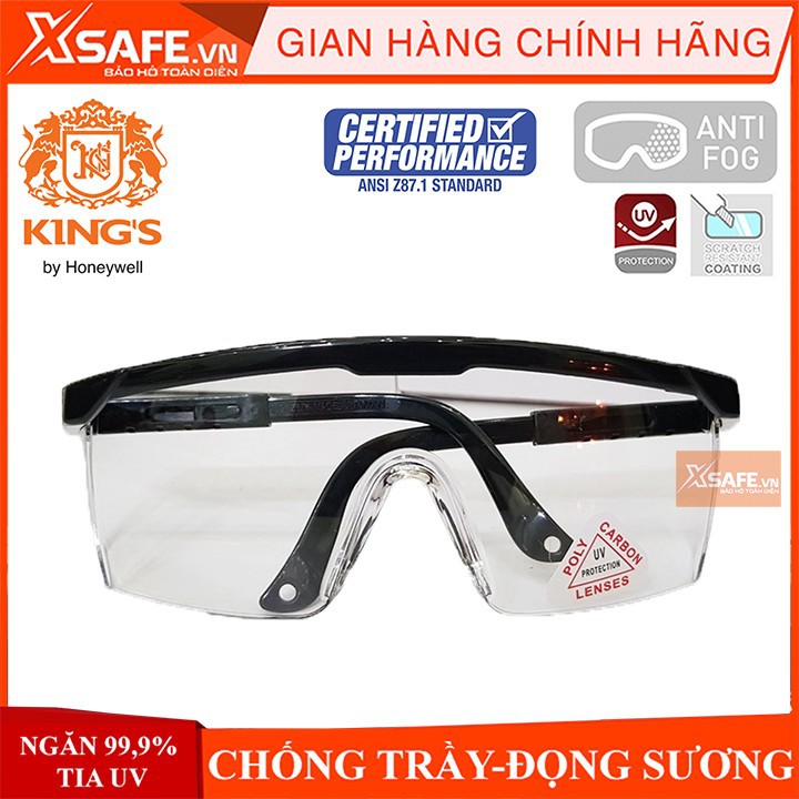 Kính chống bụi Kings KY151 - kính bảo hộ chống tia UV, chống bụi chống xước, đọng sương. Mắt kính trong suốt, bảo vệ mắt lao động, đi xe máy