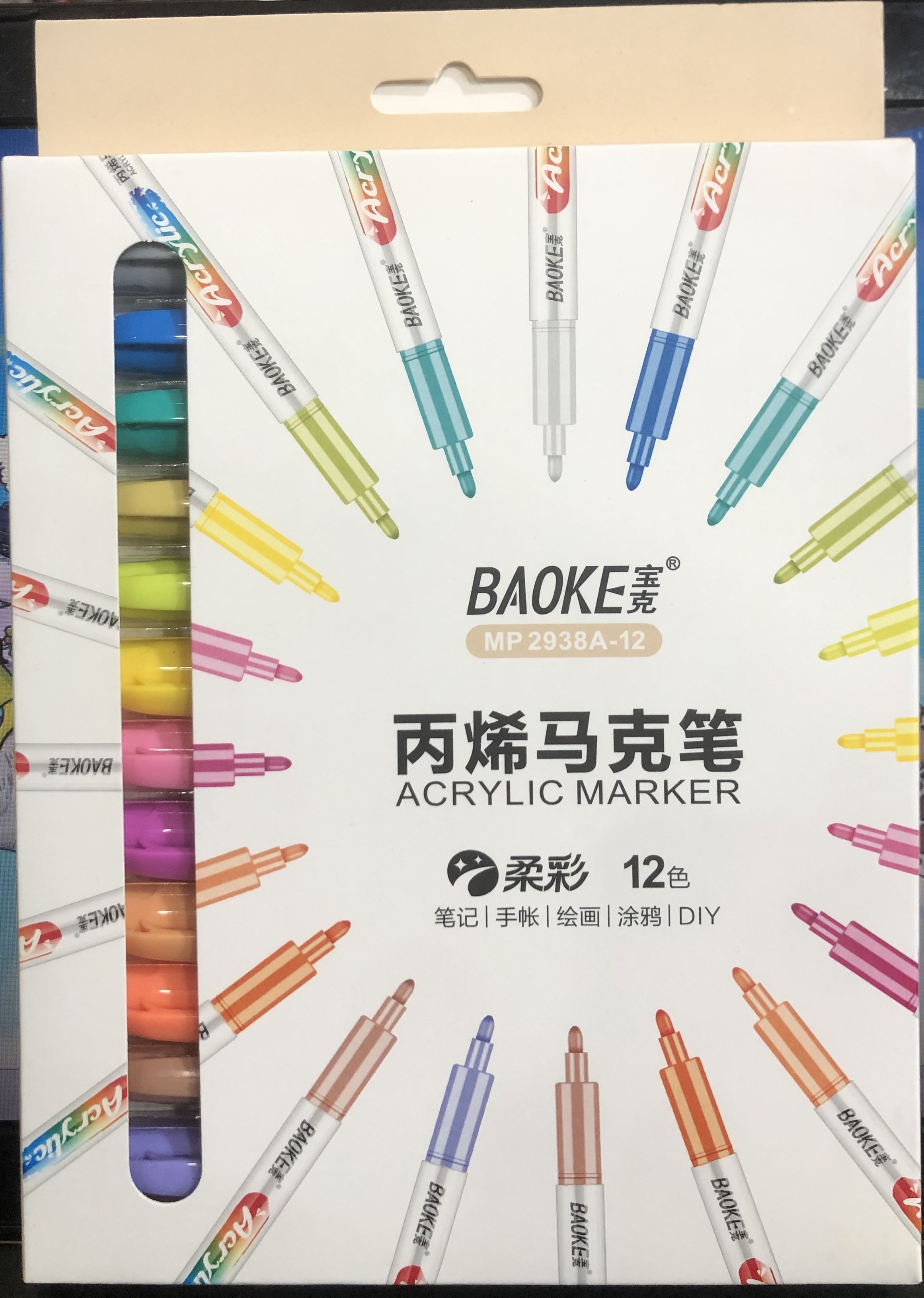 Màu Acrylic Marker 12 màu Baoke MP2938-12