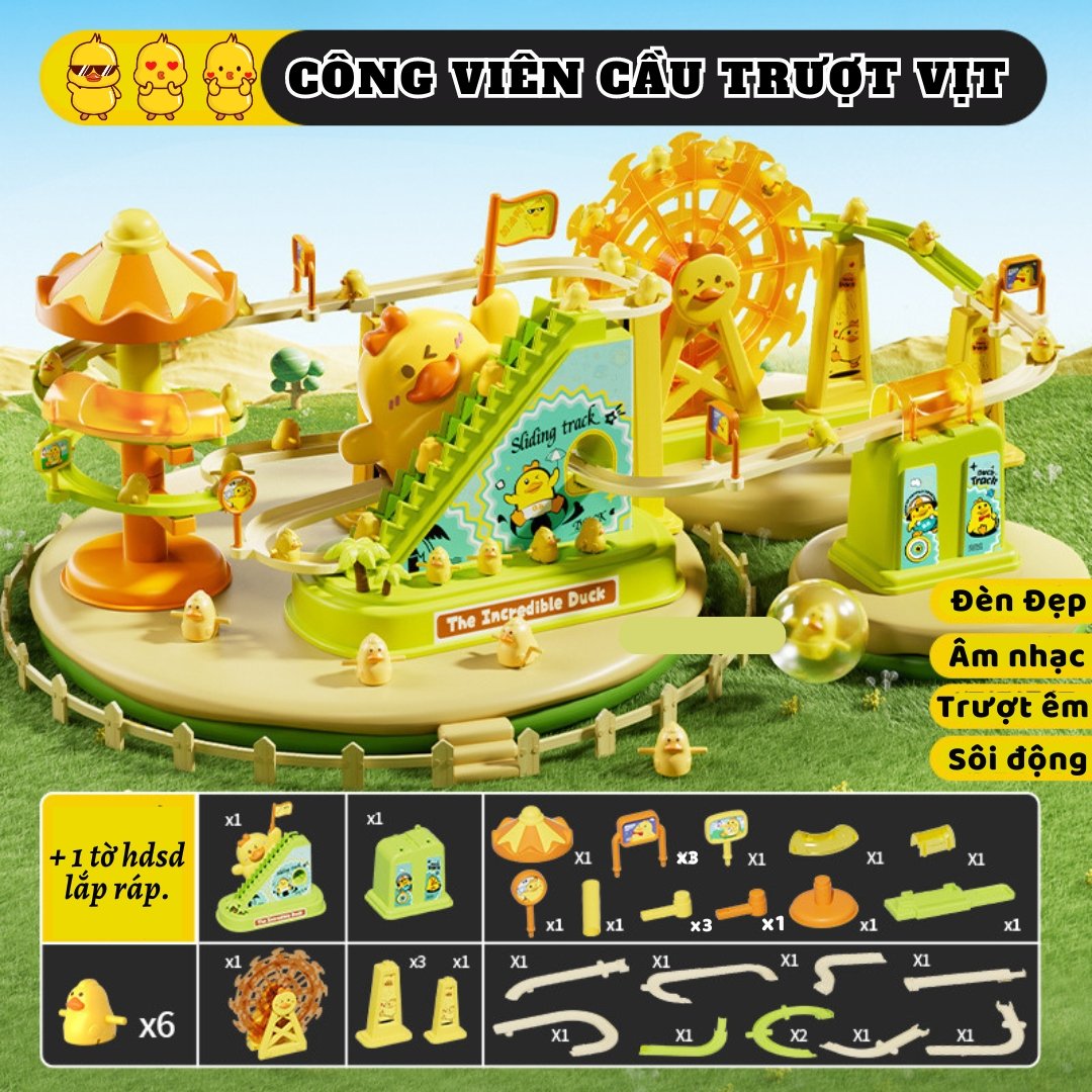Đồ chơi vịt leo cầu thang, đồ chơi vịt leo thang cho bé có đường hầm có đèn nhạc mới - lana queen
