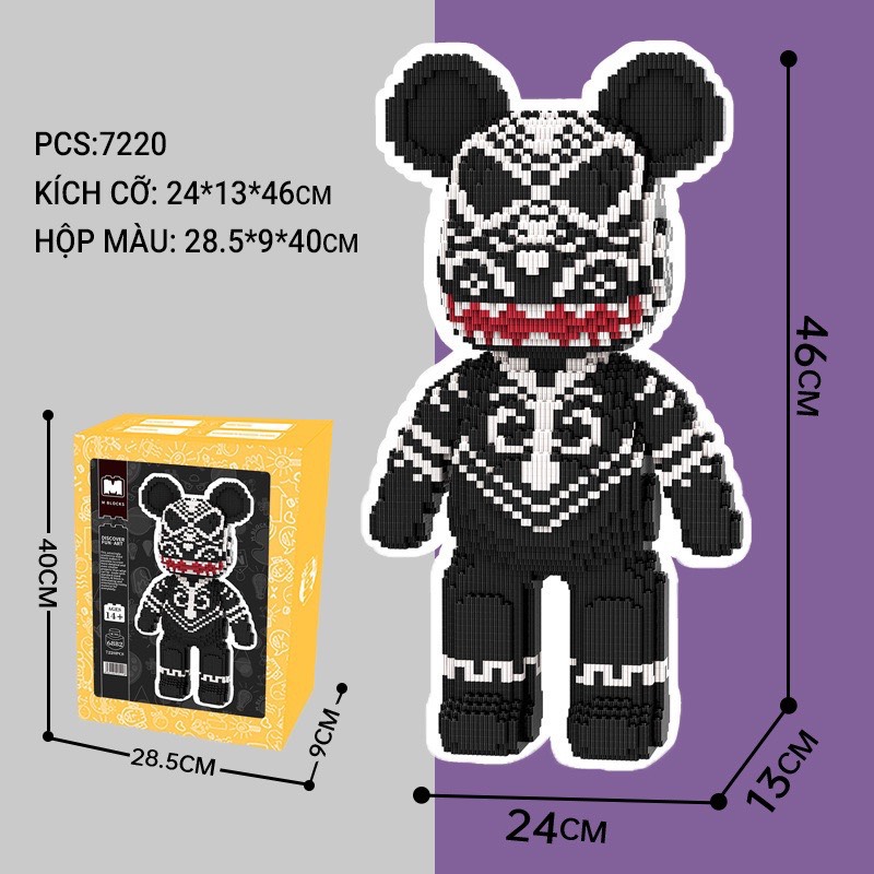 đồ chơi lắp ráp gấu bearbrick 46cm MPIN TẶNG búa đèn