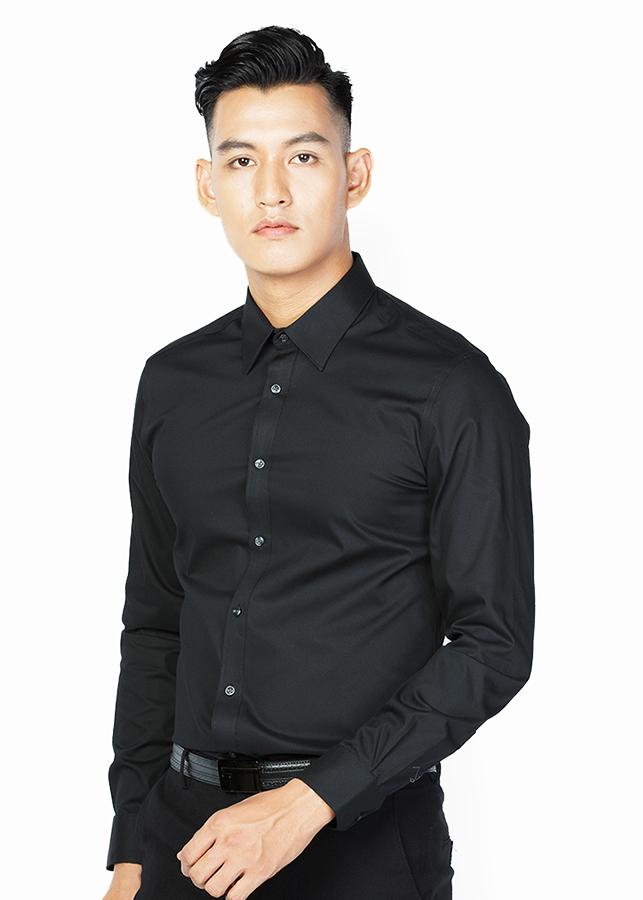 Sơ mi lụa trơn (đen) lịch lãm