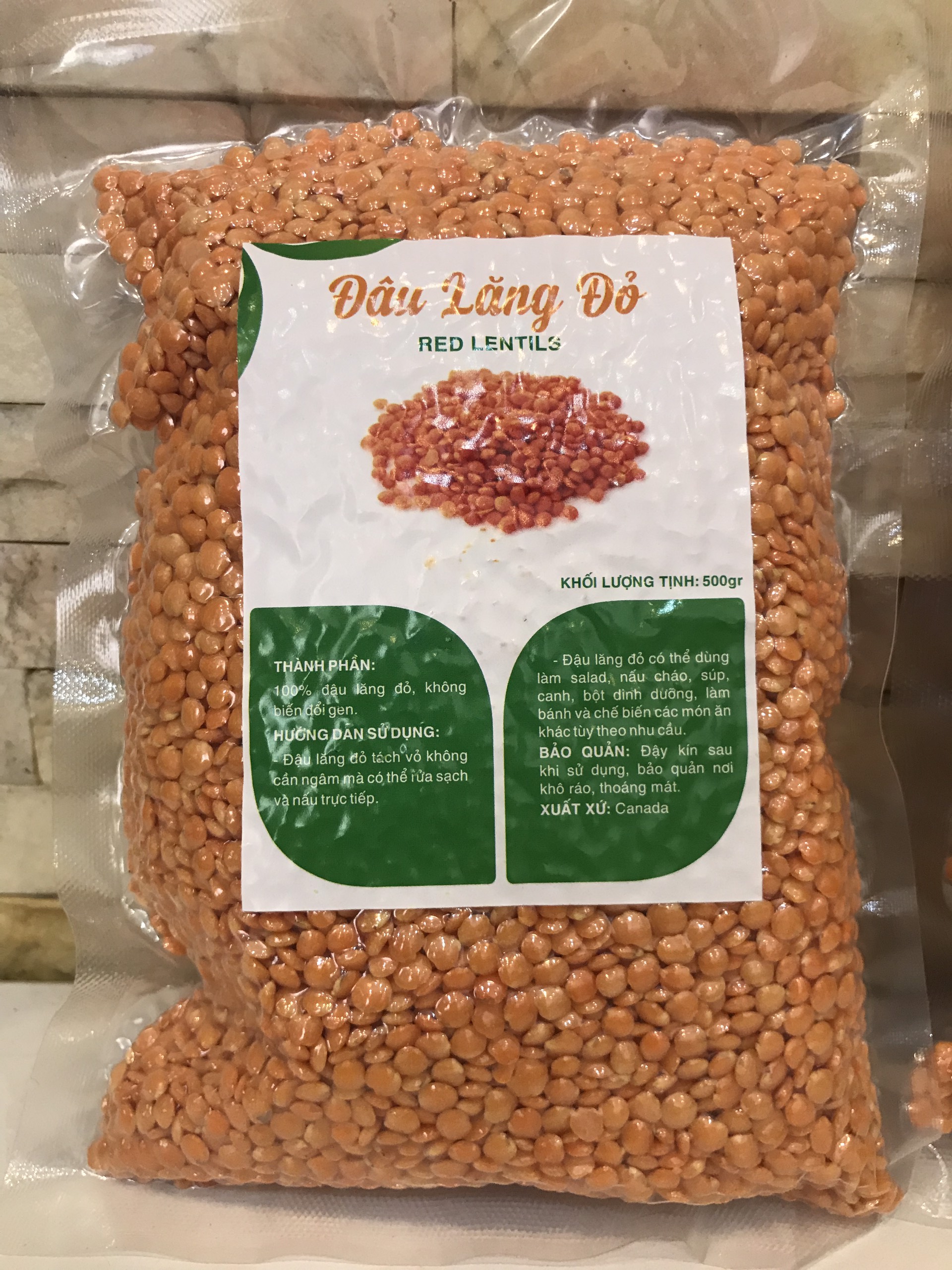 500 GRAM ĐẬU LĂNG ĐỎ ĐÃ TÁCH VỎ (nhập khẩu Argentina)