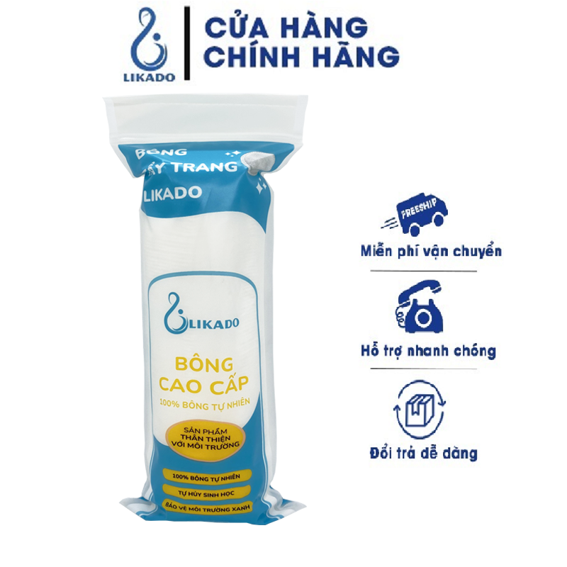 Bông tẩy trang Likado miếng tròn 100 miếng (BÔNG CÂY- 1 gói)
