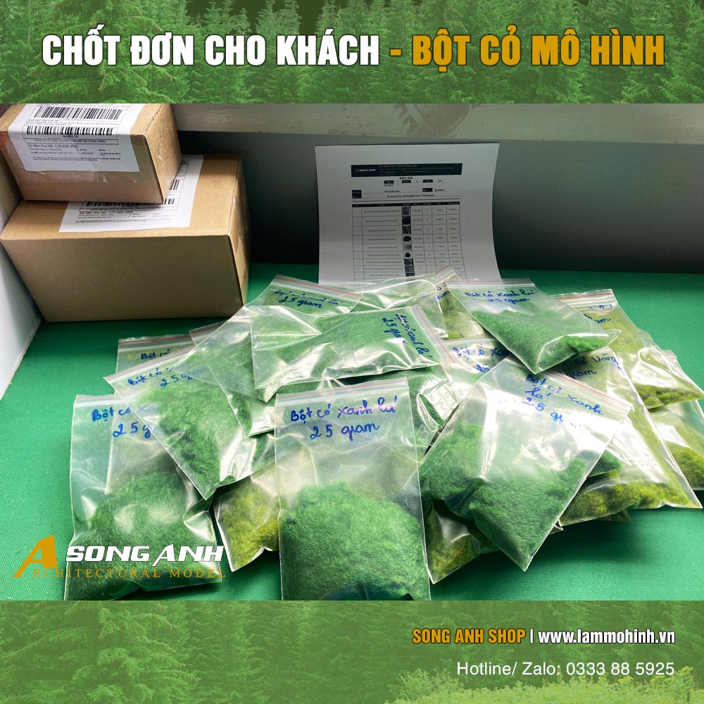 Bột cỏ làm mô hình - màu xanh nhạt vàng ( 1 bịch 50 gram )