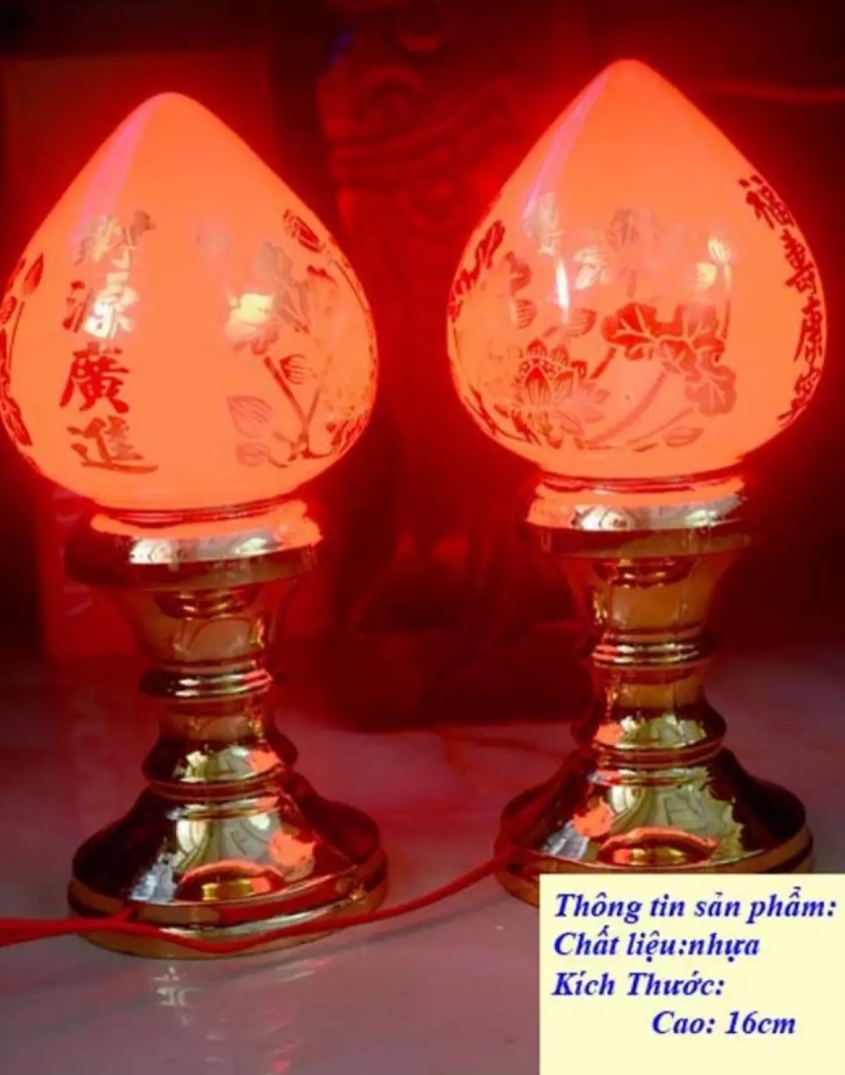 [TẶNG BÓNG LED] CẶP ĐÈN THỜ TRÁI ĐÀO ĐỦ SIZE