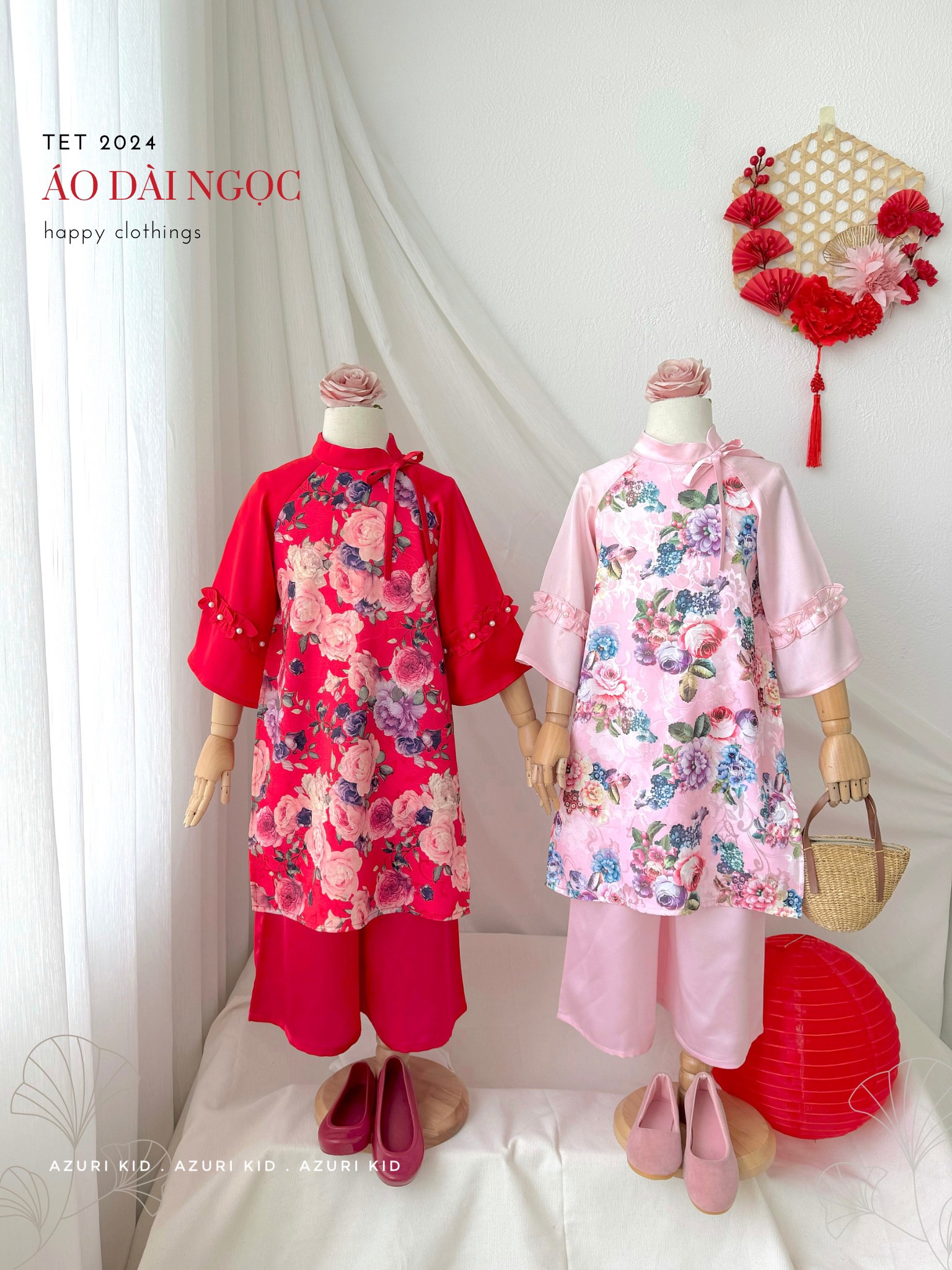 [NEW ARRIVAL] ÁO DÀI GẤM NGỌC HOA BÉ GÁI
