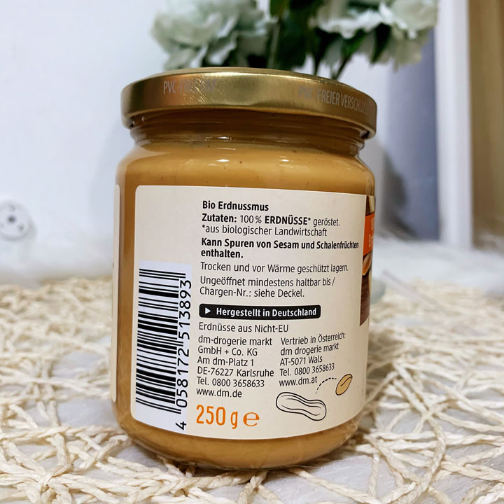 Bơ lạc (đậu phộng) không đường hữu cơ Dmbio 250g