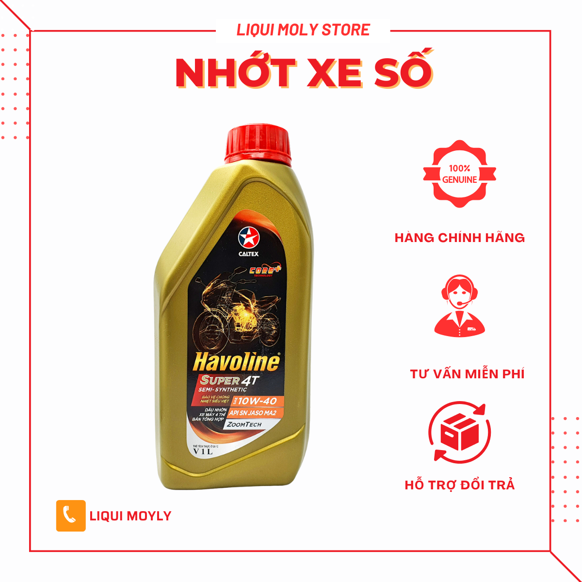 Nhớt xe số cao cấp Caltex havoline 10W40