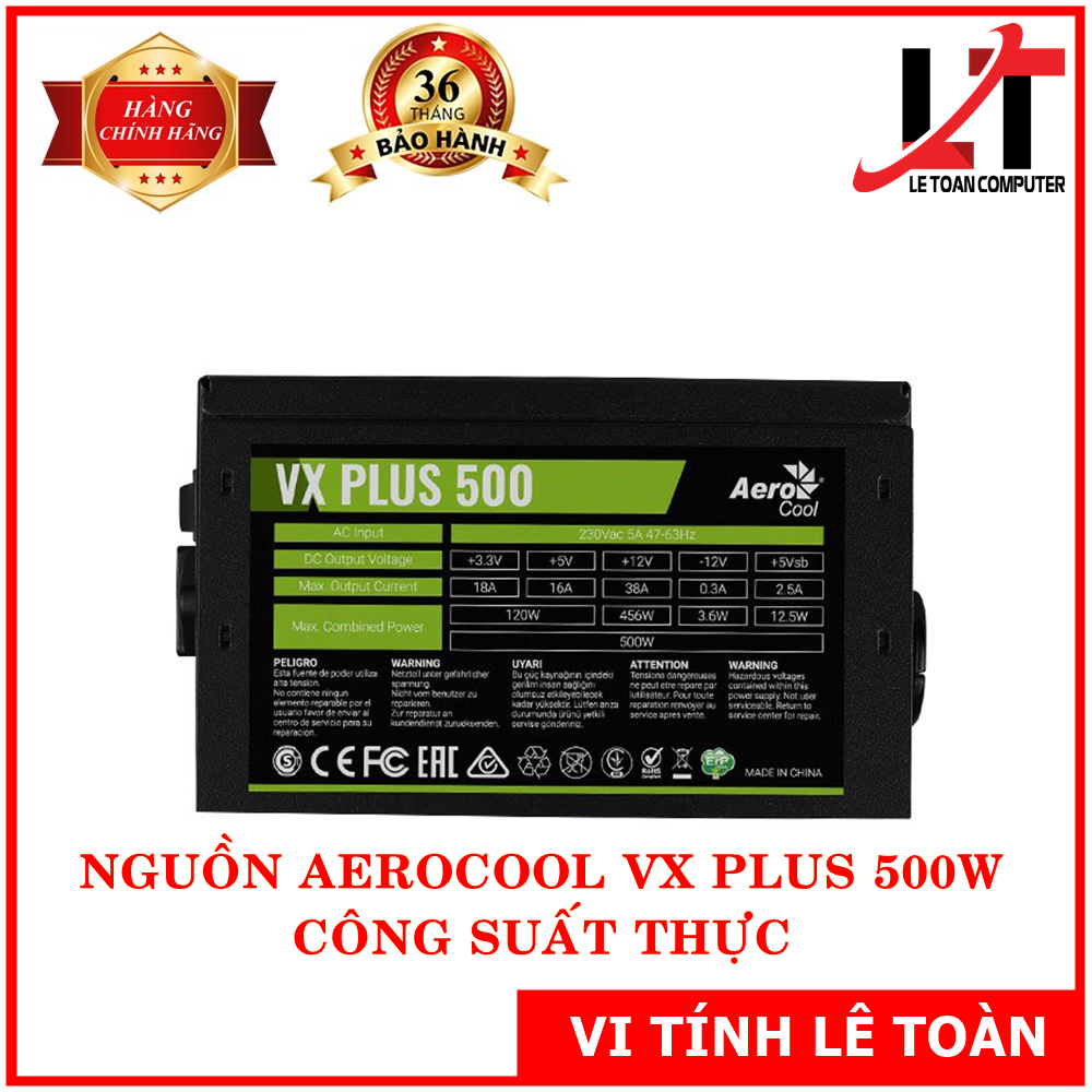 Nguồn Aerocool VX Plus 500W - Hàng Chính Hãng