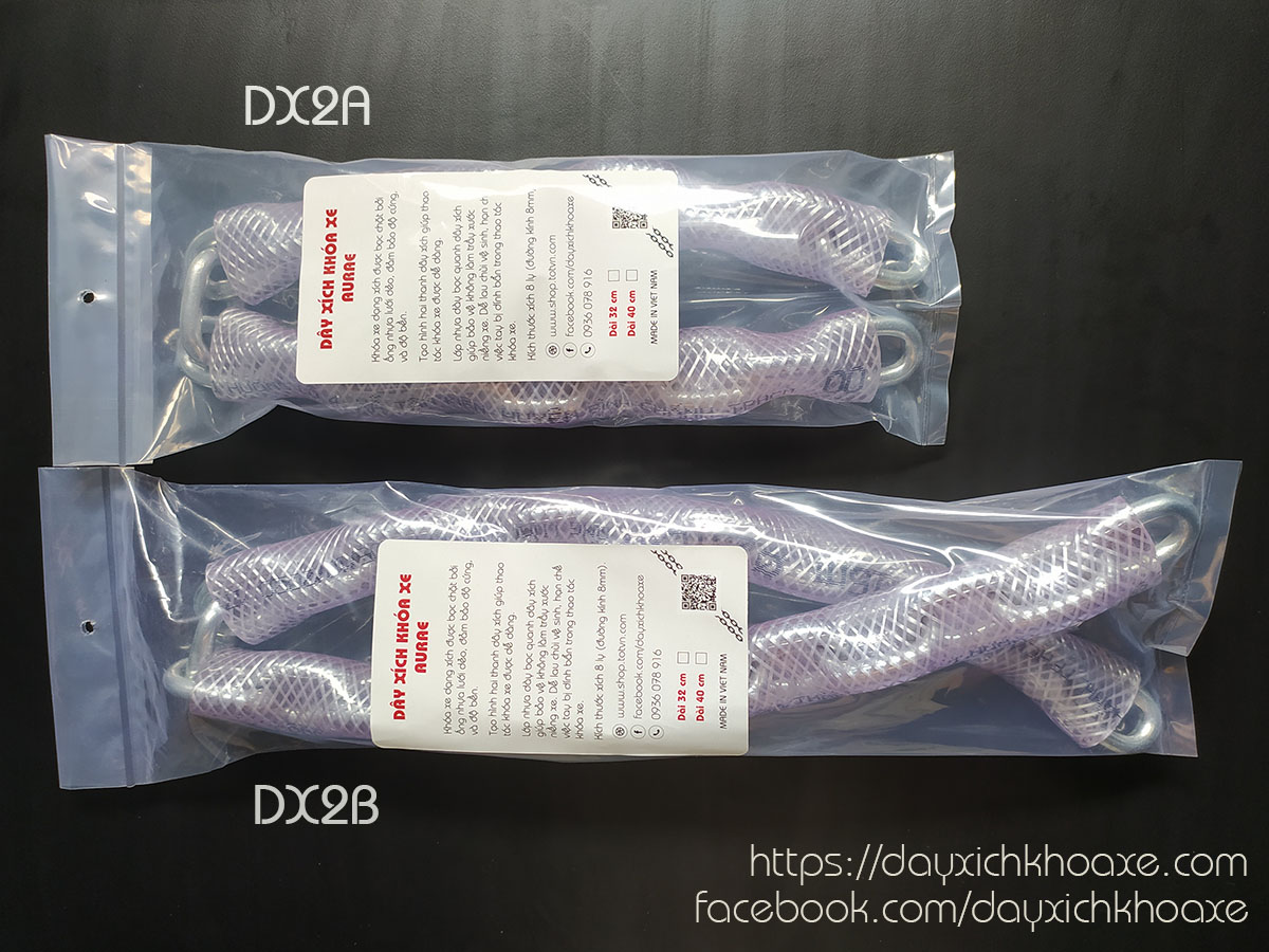 Wire chain lock motorcycle Aurae - DX2A (Chain 8mm - White - 62 cm)