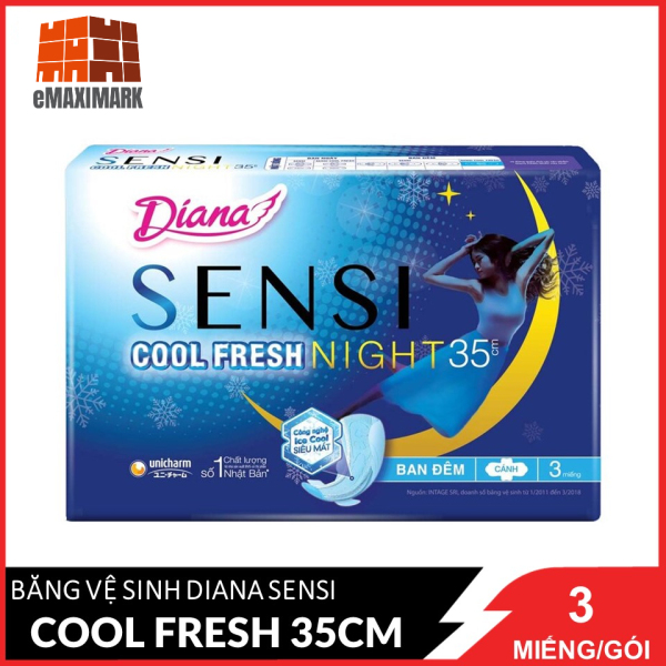 Băng vệ sinh Diana Sensi Cool Fresh Supernight 35cm 3 miếng/gói nhập khẩu
