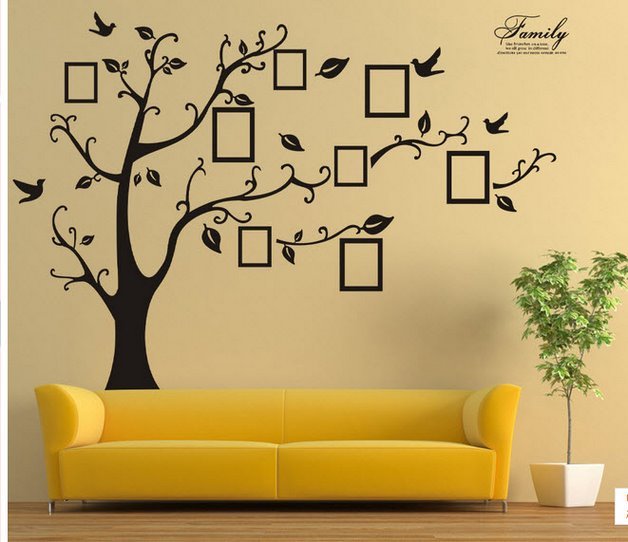 Binbin pk290 6 frame tree wall decal (black)