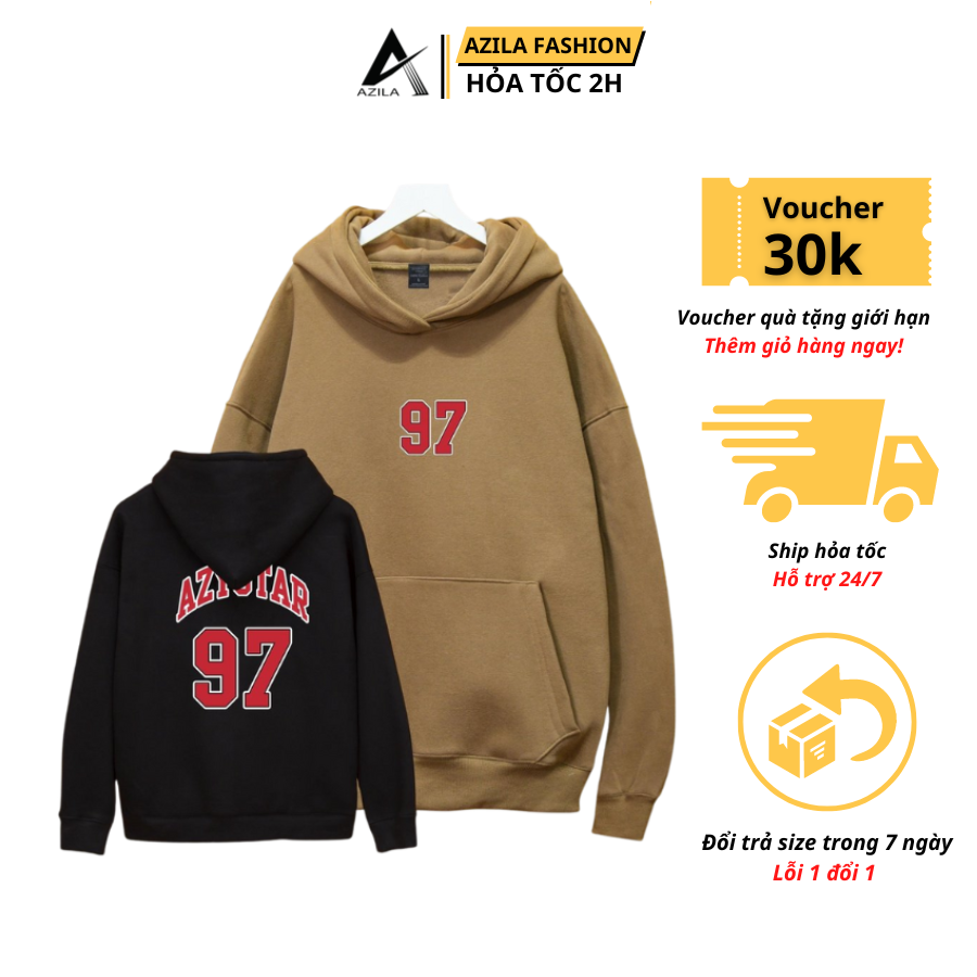 Áo hoodie số 97 nampremium basic - áo nỉ nam nữ số 97 form unisex azila chất nỉ bông hàn dày dặn - mã td137