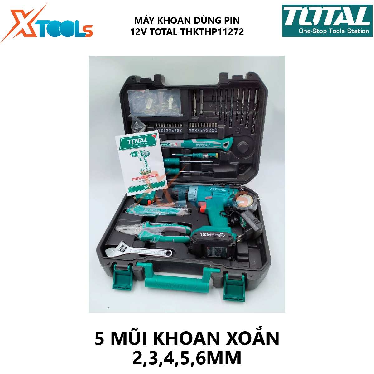 Drilling machine ốc portable screw total THKTHP11272 machine squeeze components multipurpose use battery lithium-ion 12V/1.5ah enclosed kits 127 details genuine, durable [xsafe] [XTools]