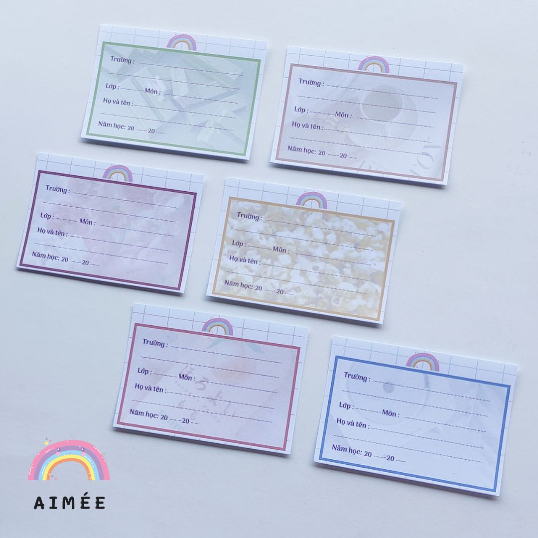 Set 12 nhãn vở caro dễ thương | Aimée