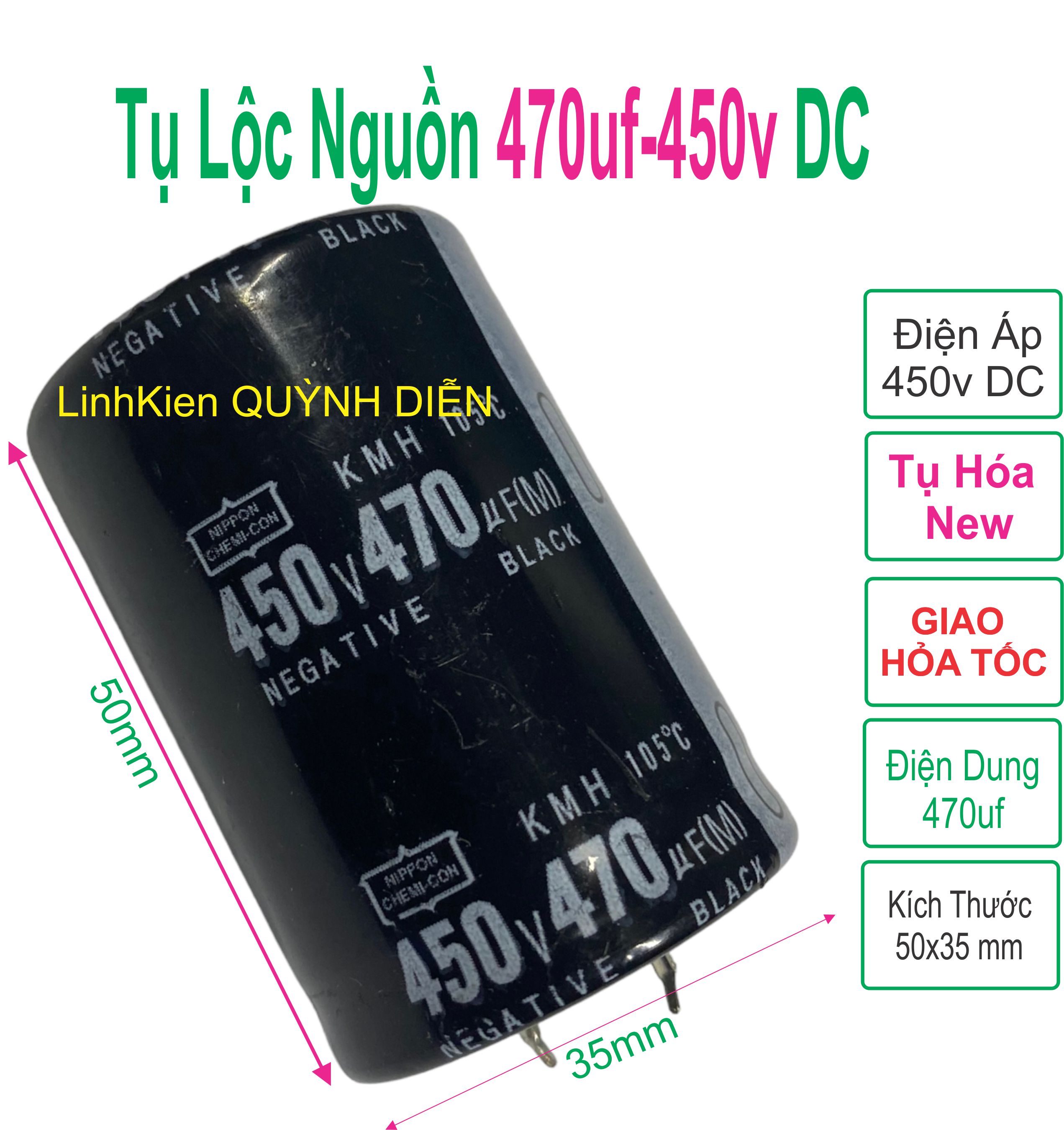 Tụ lộc nguồn 470uf 450v dc mới màu đen - linh kiện điện tử quỳnh diễn