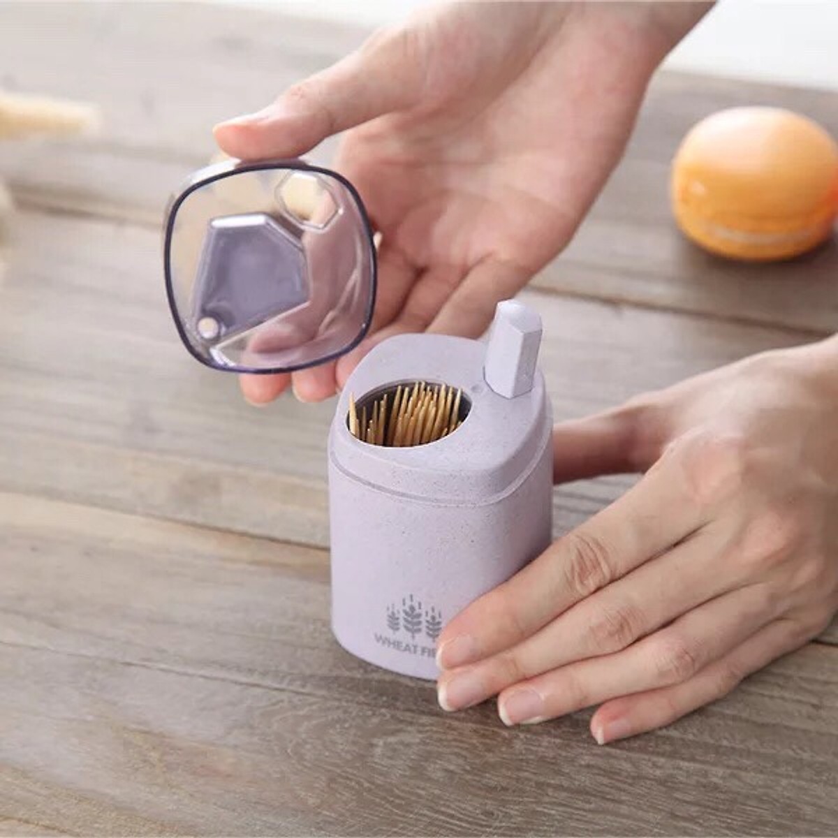 Hộp đựng tăm lúa mì nắp trong tự động CAO CẤP
