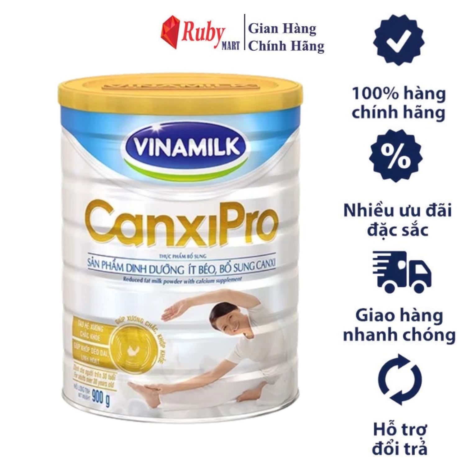 Sữa bột Vinamilk CanxiPro dinh dưỡng ít béo
