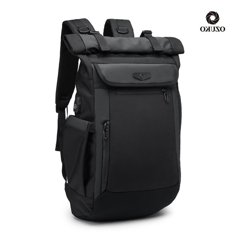 Ozuko New Korean Travel Backpack Creative Leisure USB Rechargeable Backpack Men Waterproof Computer Backpack 【JUNE】