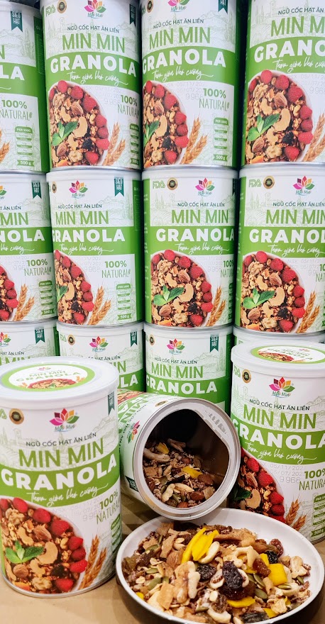 (MẪU MỚI) NGŨ CỐC HẠT ĂN LIỀN MIN MIN GRANOLA/HỘP 500gr