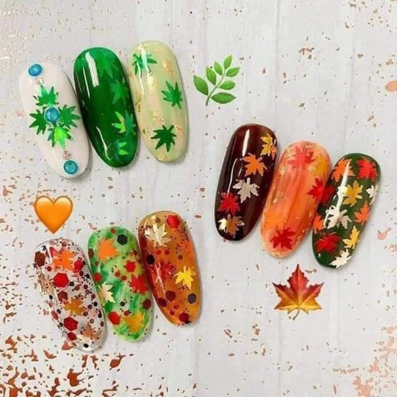 Set trang trí lá phong Nail - sinailmi