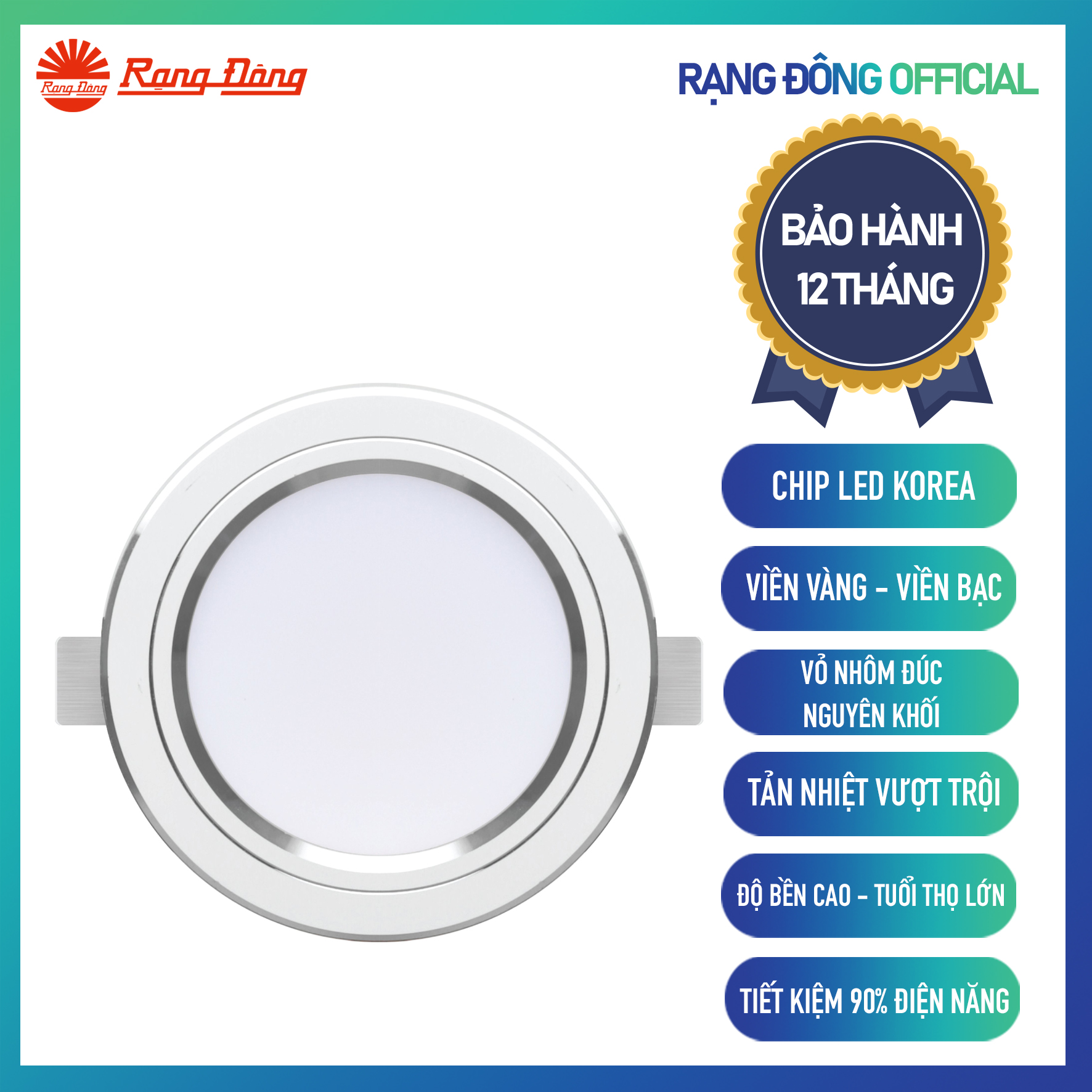 Đèn LED âm trần downlight đổi màu AT20 ĐM 110/12W Chất lượng ánh sáng cao Kiểu dáng khác biệt, thẩm mỹ đẹp, siêu tiết kiệm điện