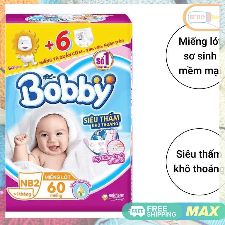 Miếng Lót Sơ Sinh Bobby Fresh Newborn 2 - 60 Miếng + 6 miếng