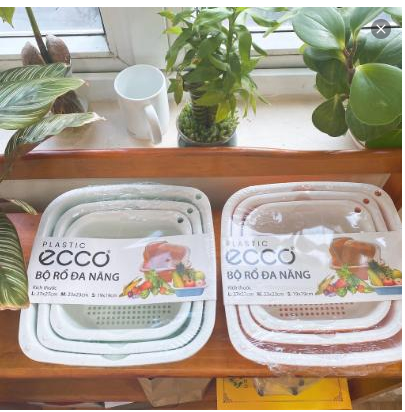 Set 3 Bộ Thau Rổ ECCO Đa Năng Siêu Tiện