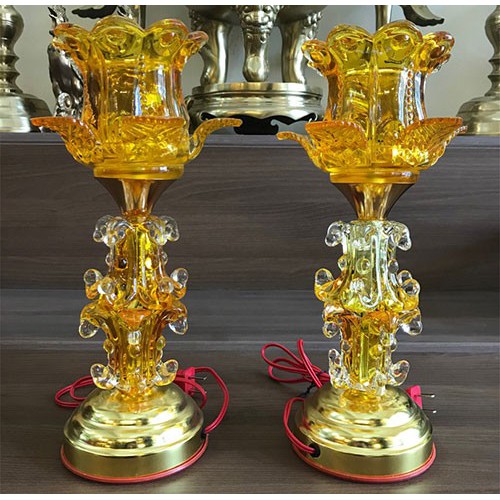 Đôi đèn thờ bóng đèn led 1 bông hoa (Giá 1 cặp)