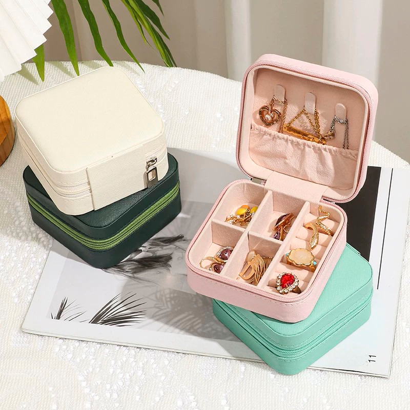 Hộp Đựng Trang Sức , Son Phấn Du Lịch Mini Bọc Da Cao Cấp