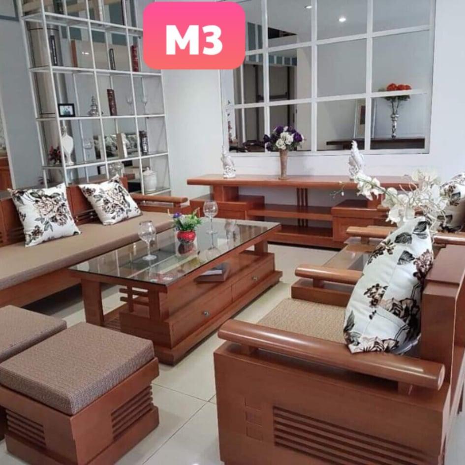 bộ bàn ghế sofa phòng khách gỗ sồi nga đẹp mã m3