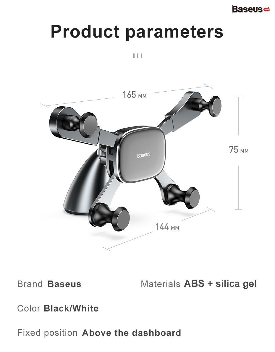 Bộ đế giữ điện thoại trên ô tô Baseus Horizontal Screen Gravity Holder
