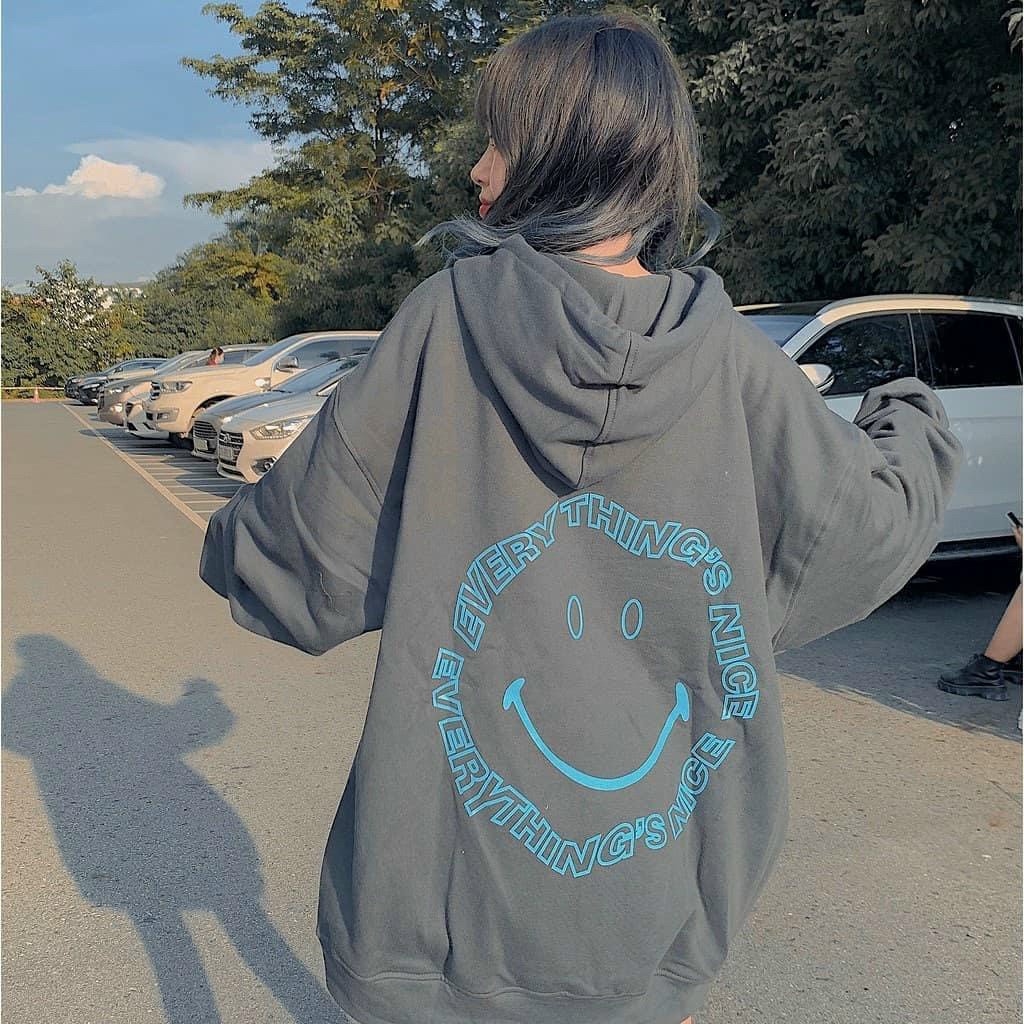 Áo Khoác Thun Nỉ Ngoại Form Rộng in icon Mặt Cười Chống Nắng Gió Cực Tốt, Kiểu Dáng Hot Teen .TP