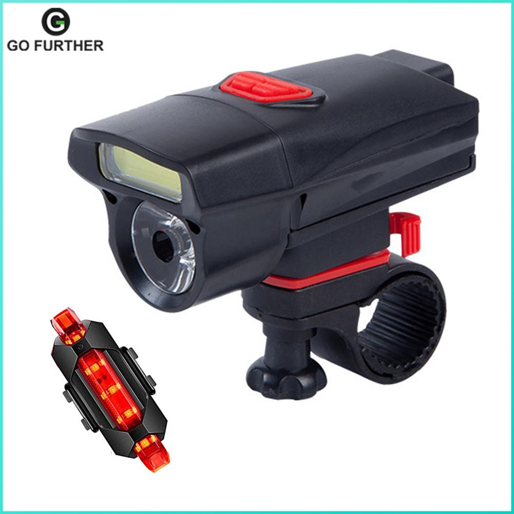 T6+COB LED Bike Front Light 6 Modes Headlamp 3 Modes Red Tail Rear Light