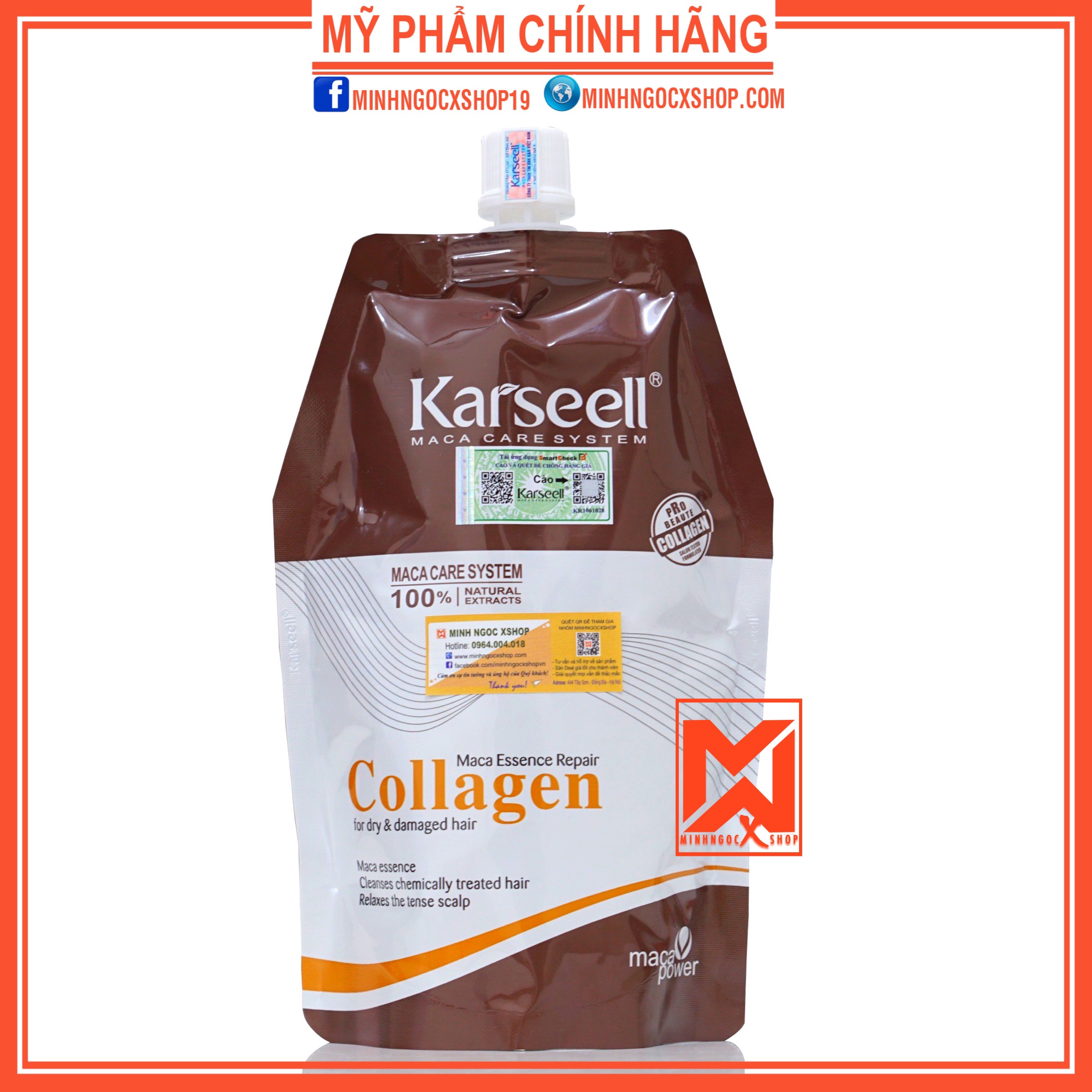 Kem ủ tóc collagen karseell 500ml dạng túi chính hãng