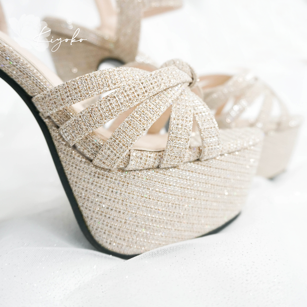 [HCM]Giày cưới Kiyoko sandal lấp lánh cao gót 13cm