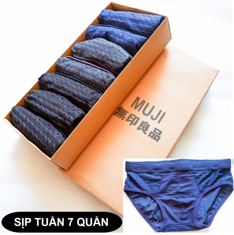 Nơi bán Sunzin.HCM miễn phí > 99k - HỘP SỊP TUẦN 7 QUẦN - Sịp thông hơi tam giác MUJI cao cấp, quần sịp thun lạnh - Hàng Xuất Nhật / Quần sì nam / quần lót nam / quần boxer nam / Sịp chéo nam