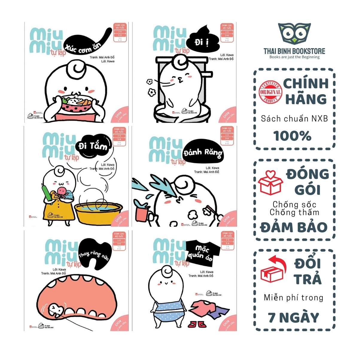 Sách - ehon kĩ năng sống - miu miu tự lập - combo 6 quyển - thái bình bookstore